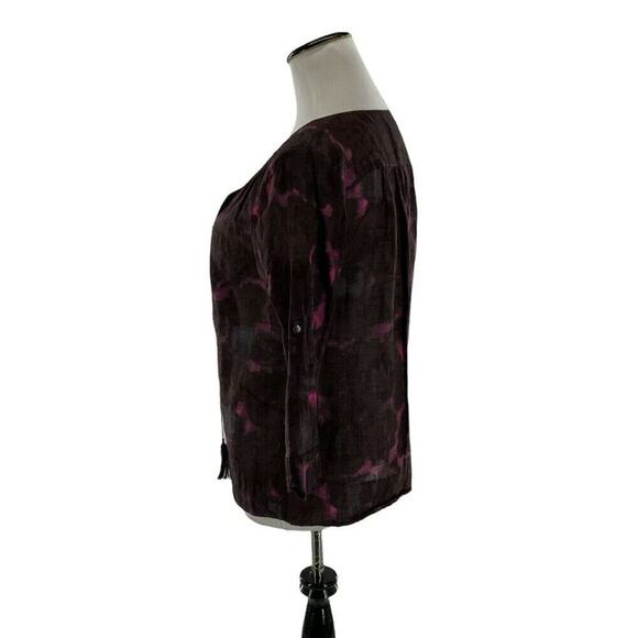 J. Crew Top Women's Size 4 3/4 Multicolor Sleeve Beaded V-Neckline Casual Blouse - Picture 5 of 9